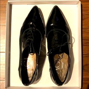 AGL Black Patent Laced Low Heel Oxfords